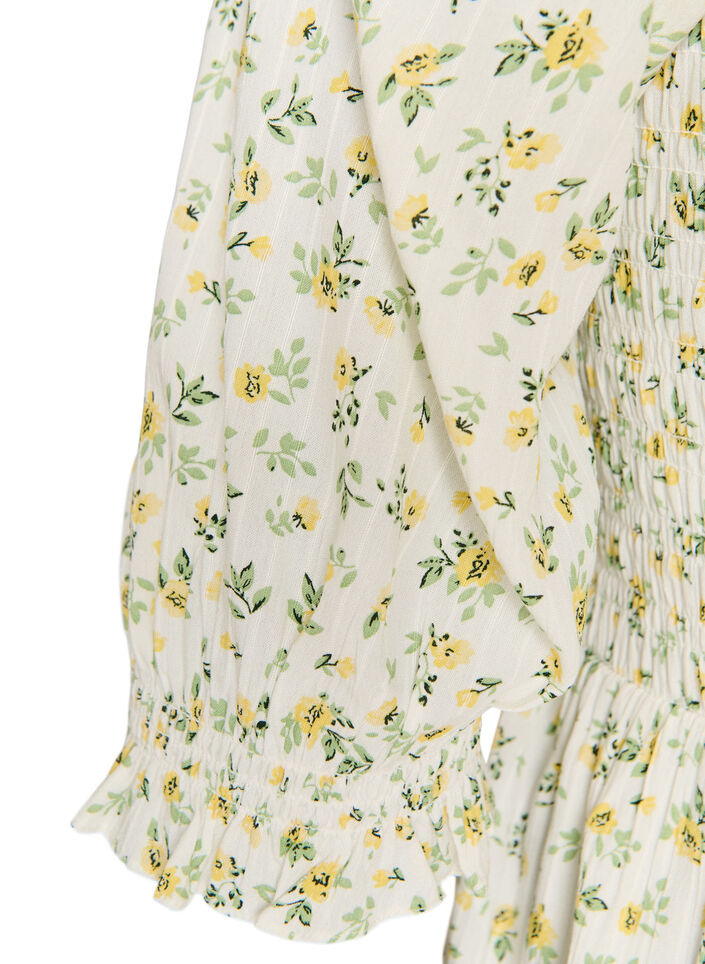 Gebloemde viscose zomerjurk, Wit, Packshot image number 3