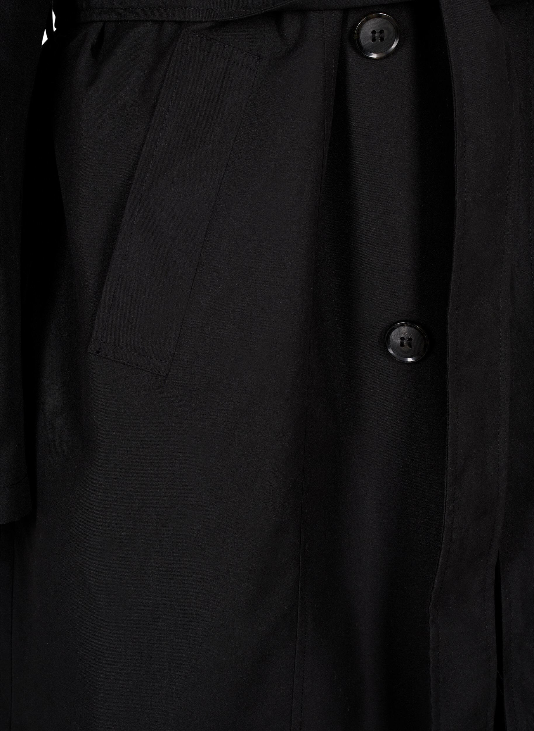 ZizziTrenchcoat met riem en split, Black, Packshot image number 3