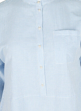 Tunique en coton rayée avec boutons et manches 3/4, Skyway Stripe, Packshot image number 2