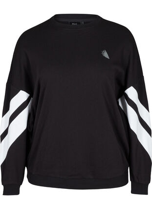 Sweatshirt met print details op de mouwen, Black, Packshot image number 0