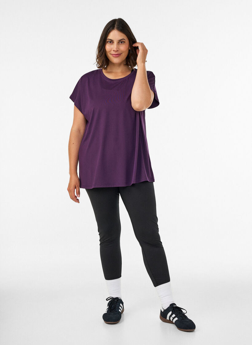 T-shirt de sport couleur unie, Violet, Model image number 1