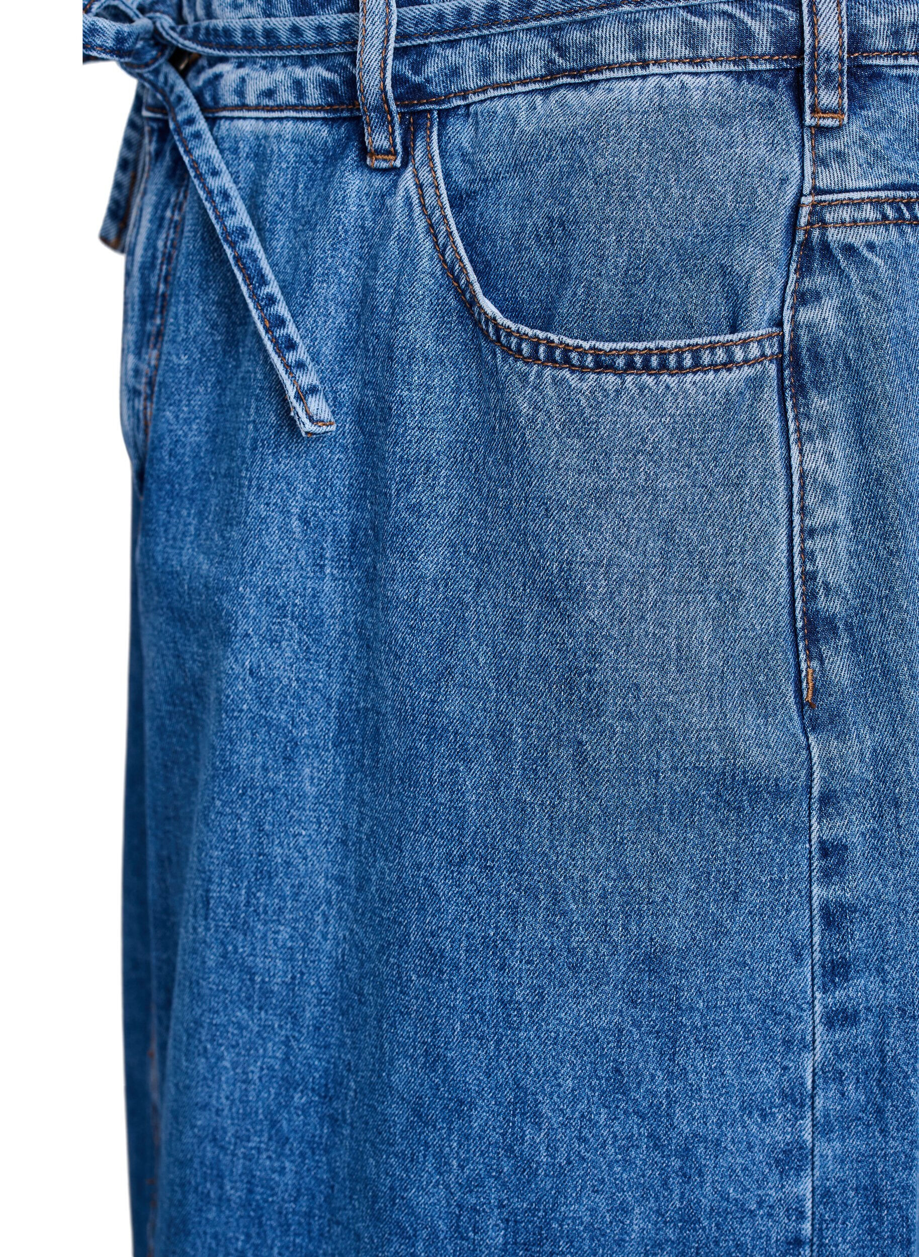 ZizziDenim maxirok met strikceintuur, Blue Denim, Packshot image number 3