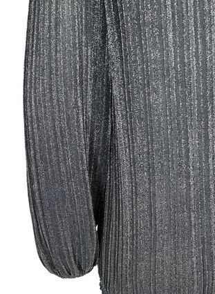 Glitter jurk met v-hals en lange mouwen , Black w. Silver, Packshot image number 3