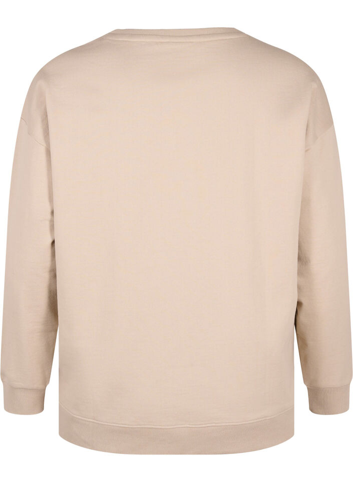 Sweatshirt met ronde hals, Simply Taupe, Packshot image number 1