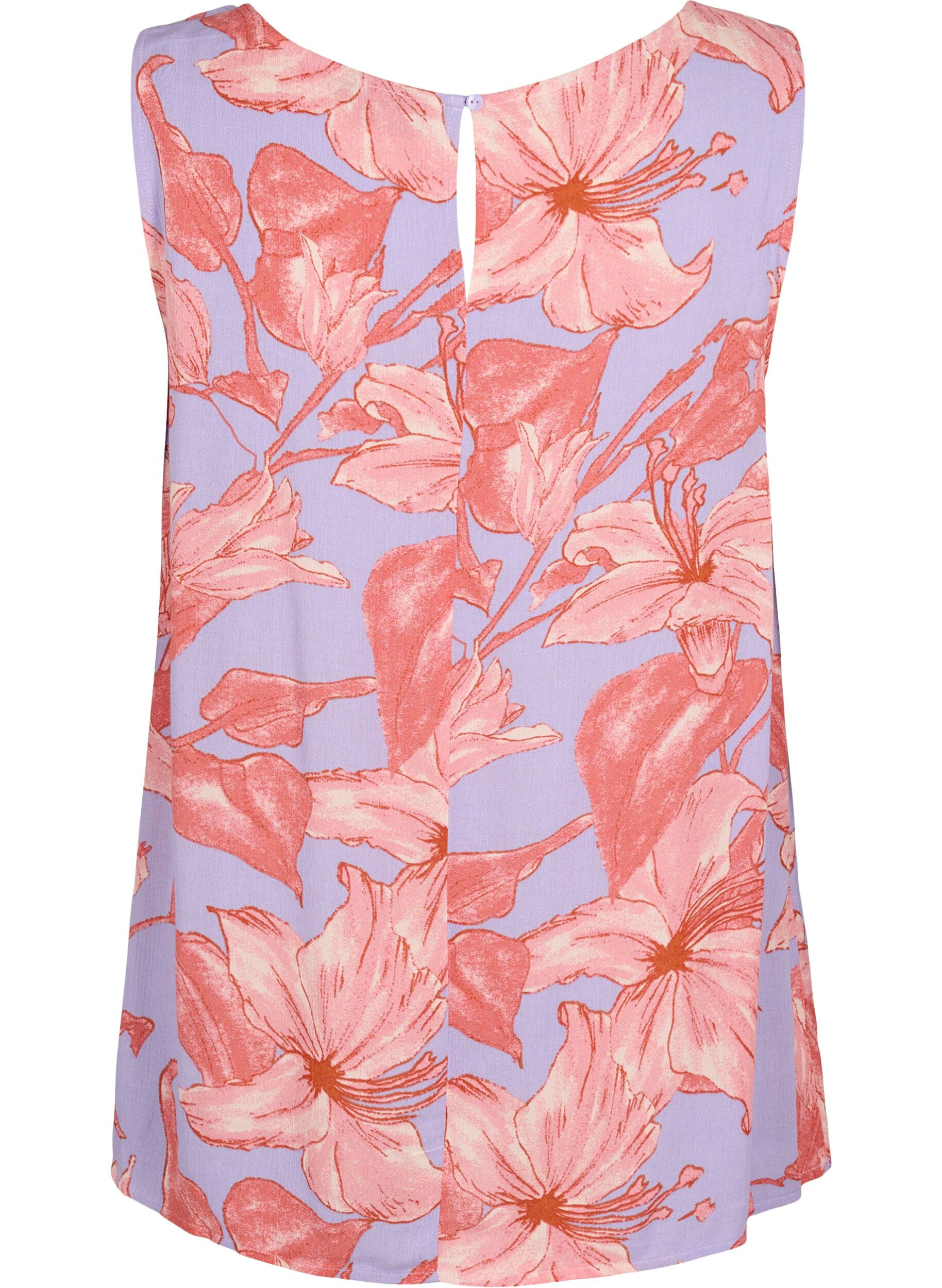 Zizzi Top sans manches en viscose, Lavender Flower, Packshot image number 1