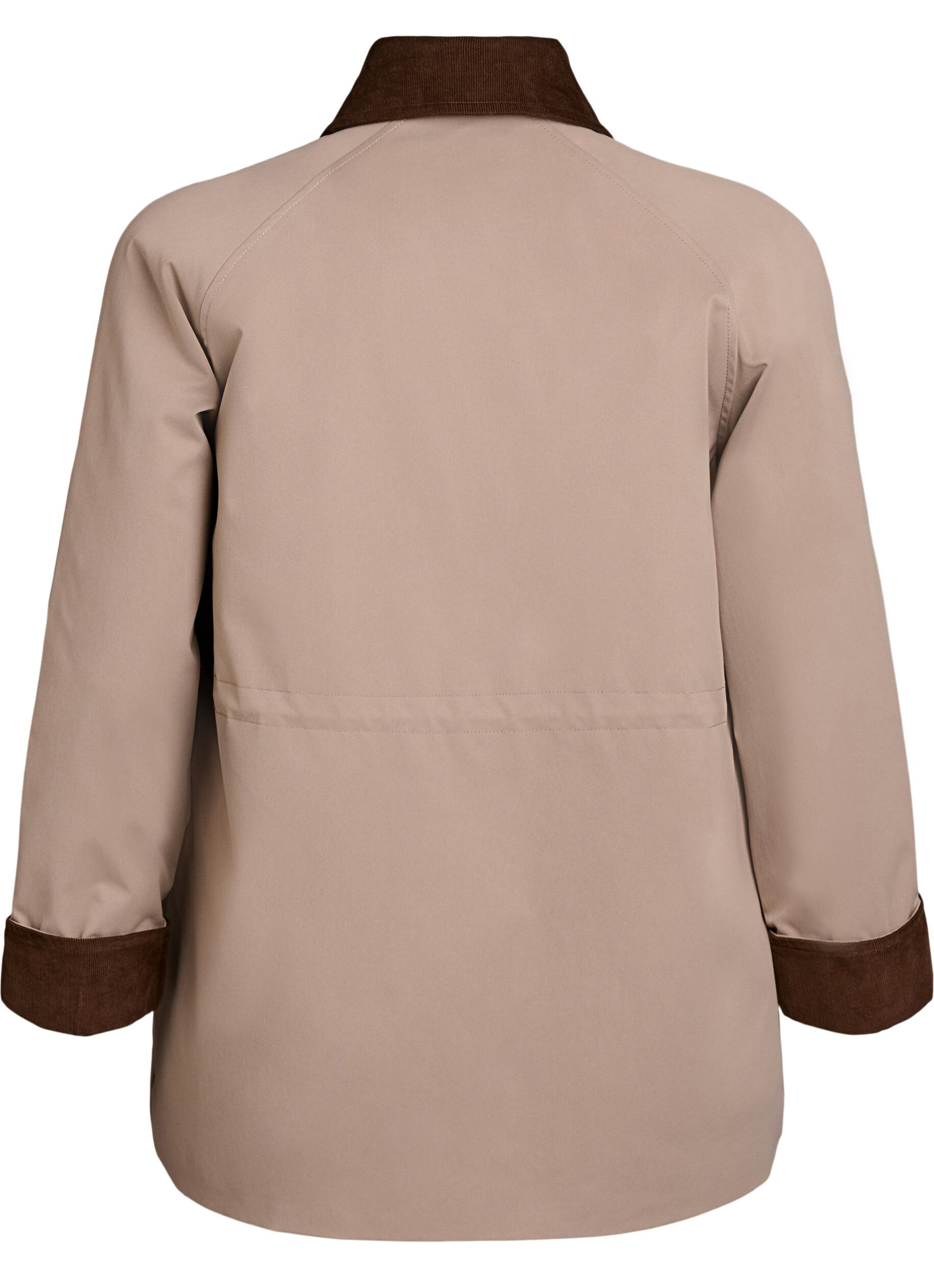 Zizzi Blouson de printemps &agrave; d&eacute;tails contrastants et en velours c&ocirc;tel&eacute;, Desert Taupe, Packshot image number 1