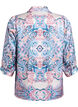 Blouse satin&eacute;e &agrave; imprim&eacute; cachemire et manches 3/4, Bleu, Packshot image number 1