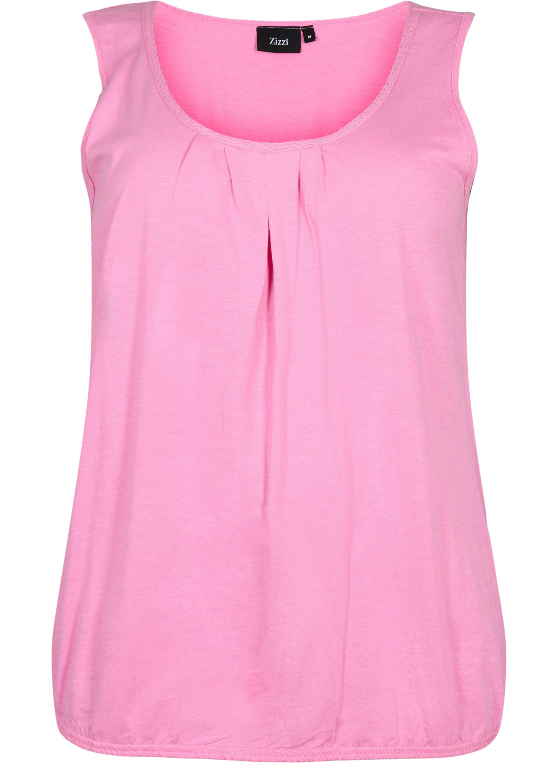 Zizzi2-pack katoenen topje met kanten randje, Rosebloom / Black, Packshot image number 2