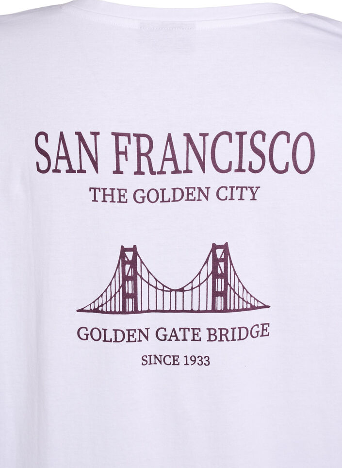 T-shirt de nuit long en coton bio avec imprim&eacute;, Blanc, Packshot image number 3