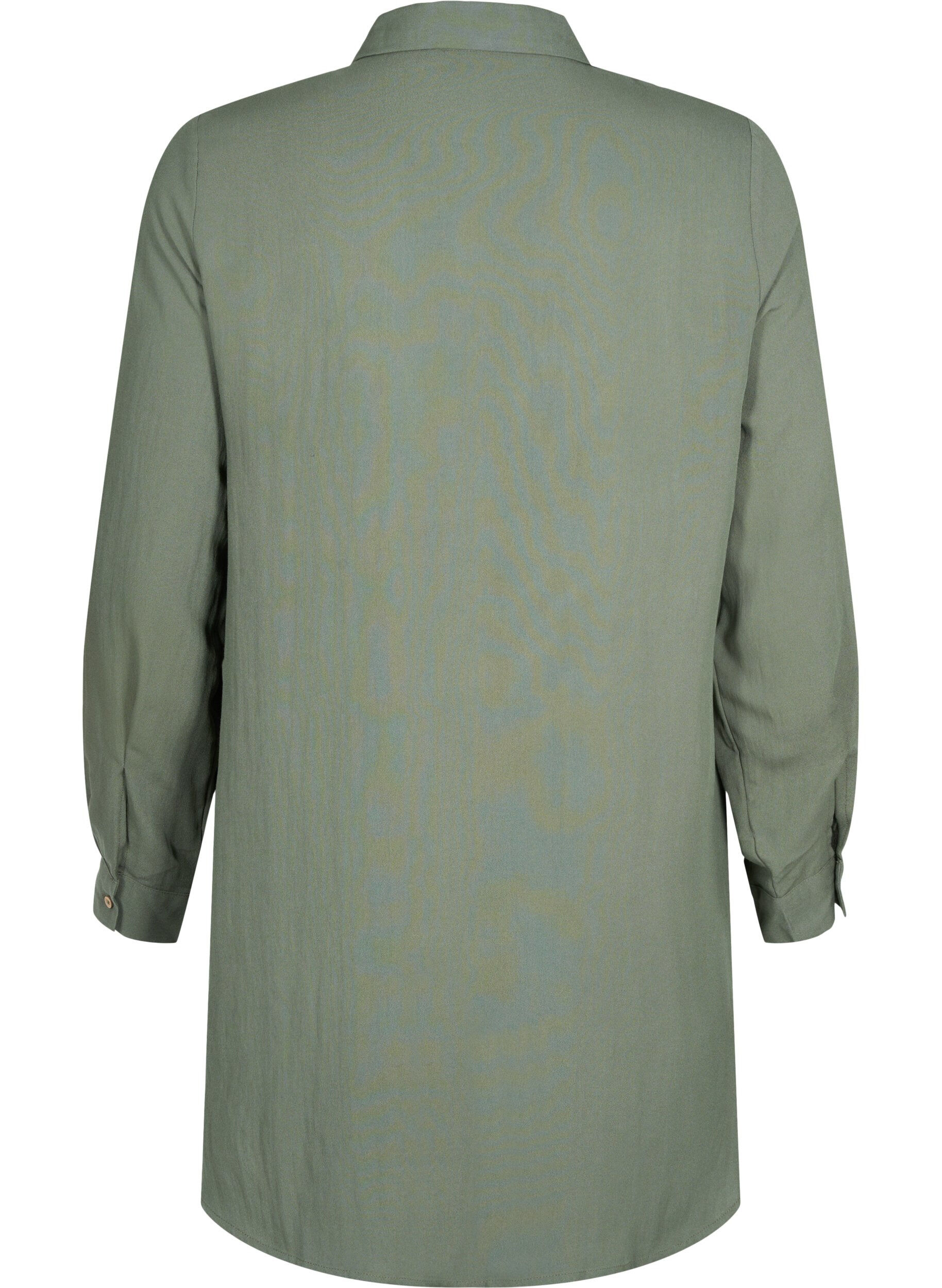 Zizzi Chemise longue en viscose unie, Thyme, Packshot image number 1