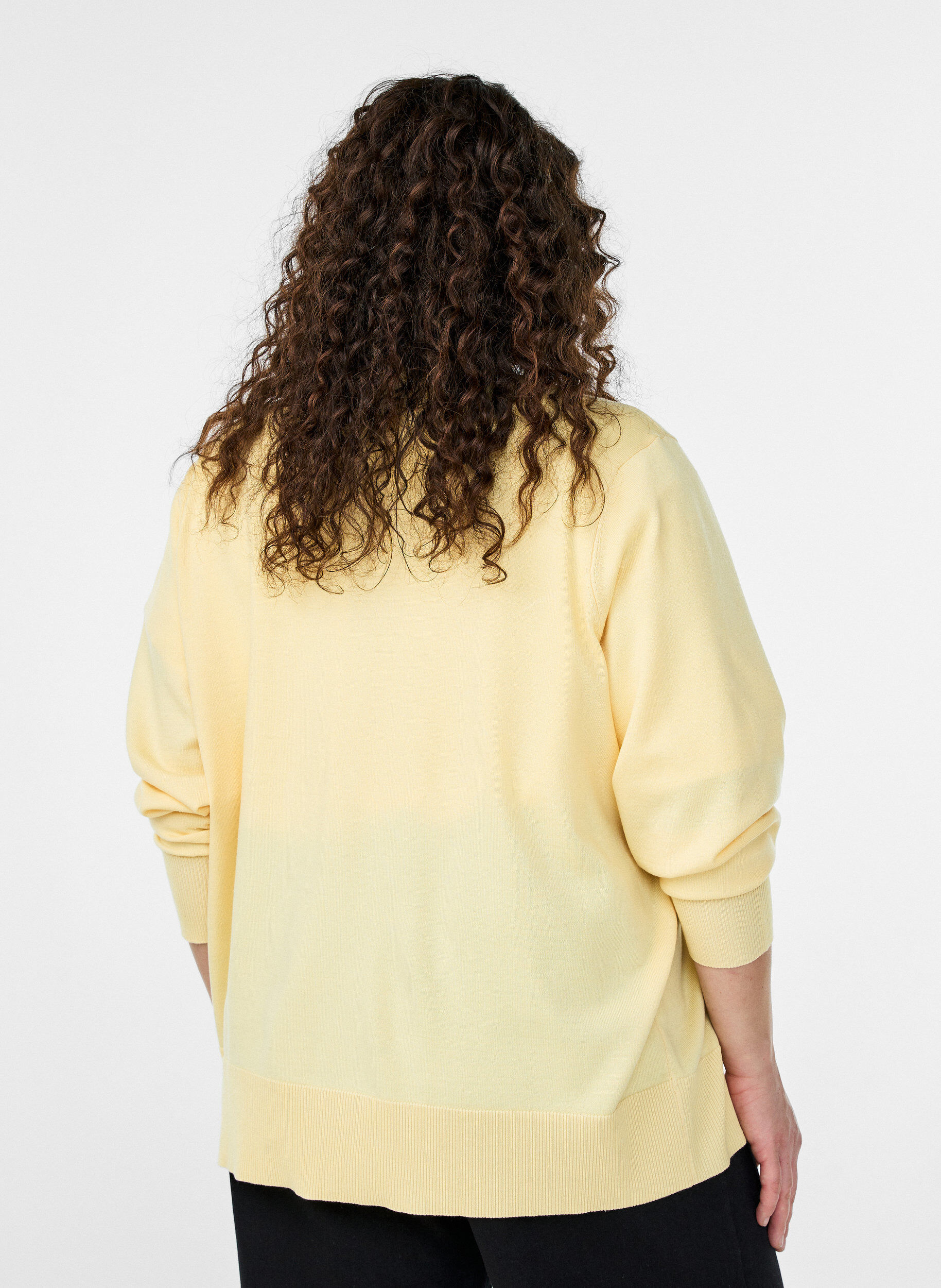 ZizziFijngebreide vest met ronde hals, Geel, Model image number 2