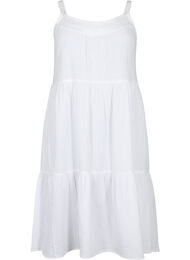 Effen katoenen strapless jurk, Bright White, Packshot
