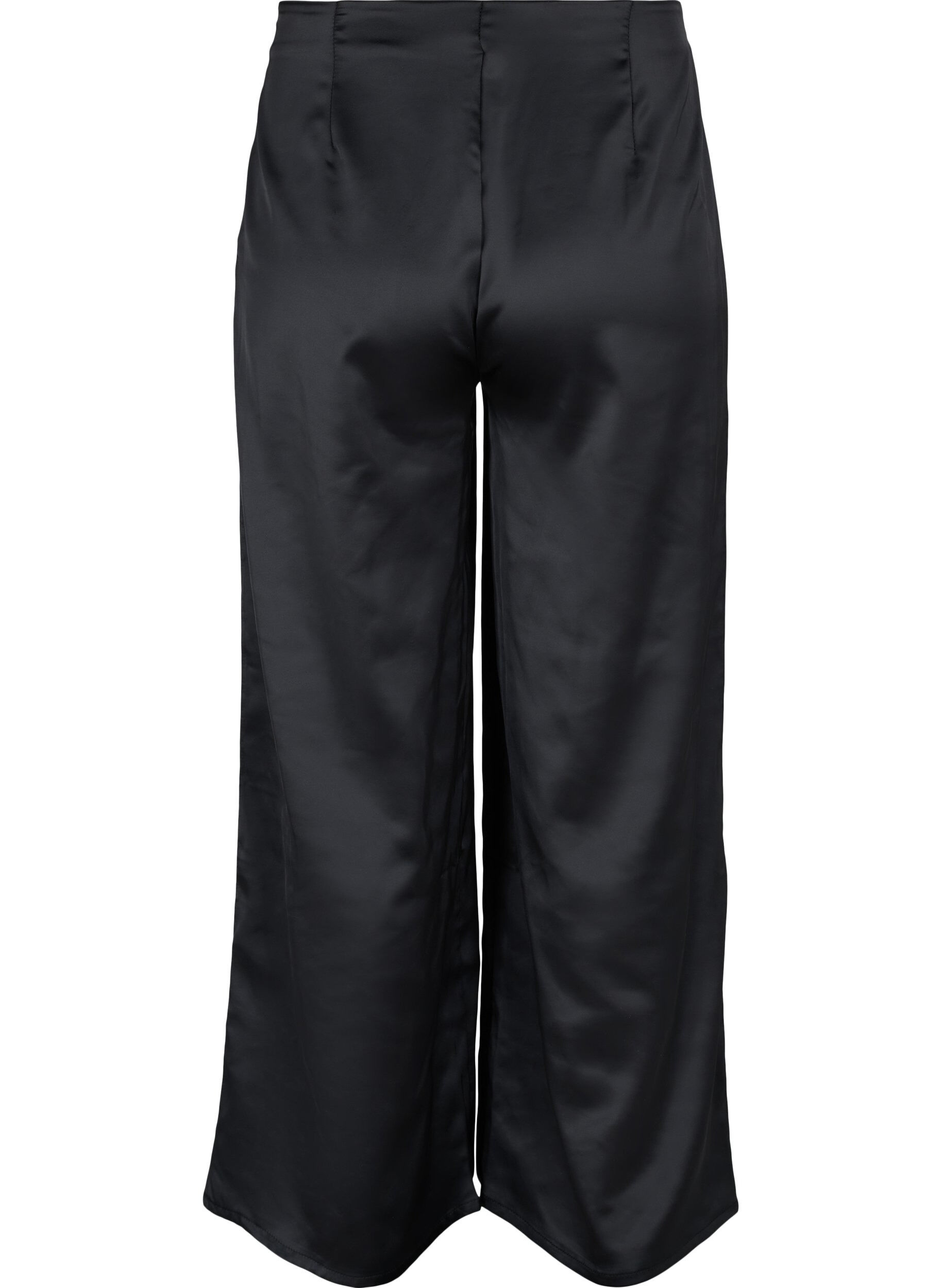 ZizziSatijnen broek met wijdte, Black, Packshot image number 1