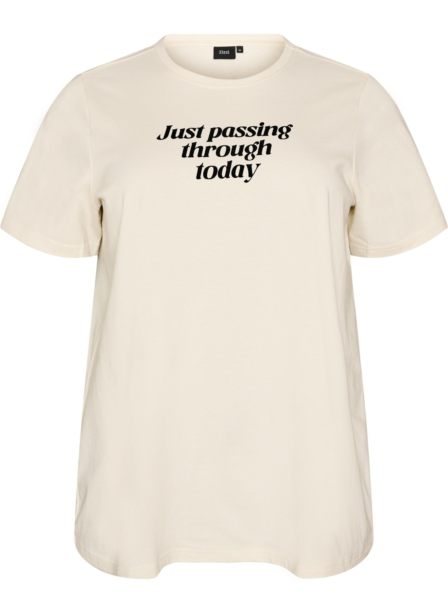 ZizziT-shirt en coton avec texte imprim&eacute;, Blanc, Packshot image number 0