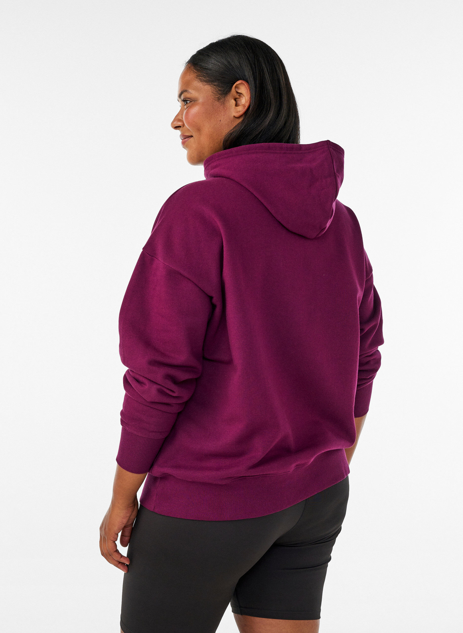 ZizziHoodie met borstprint, Paars, Model image number 2