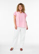 Viscose en linnen blouse met ruches aan de mouwen, Roze, Model image number 1
