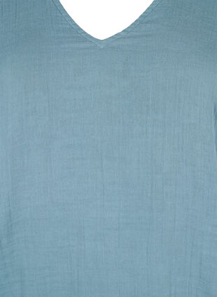 Chemisier en coton avec broderie et manches courtes, Smoke Blue, Packshot image number 2