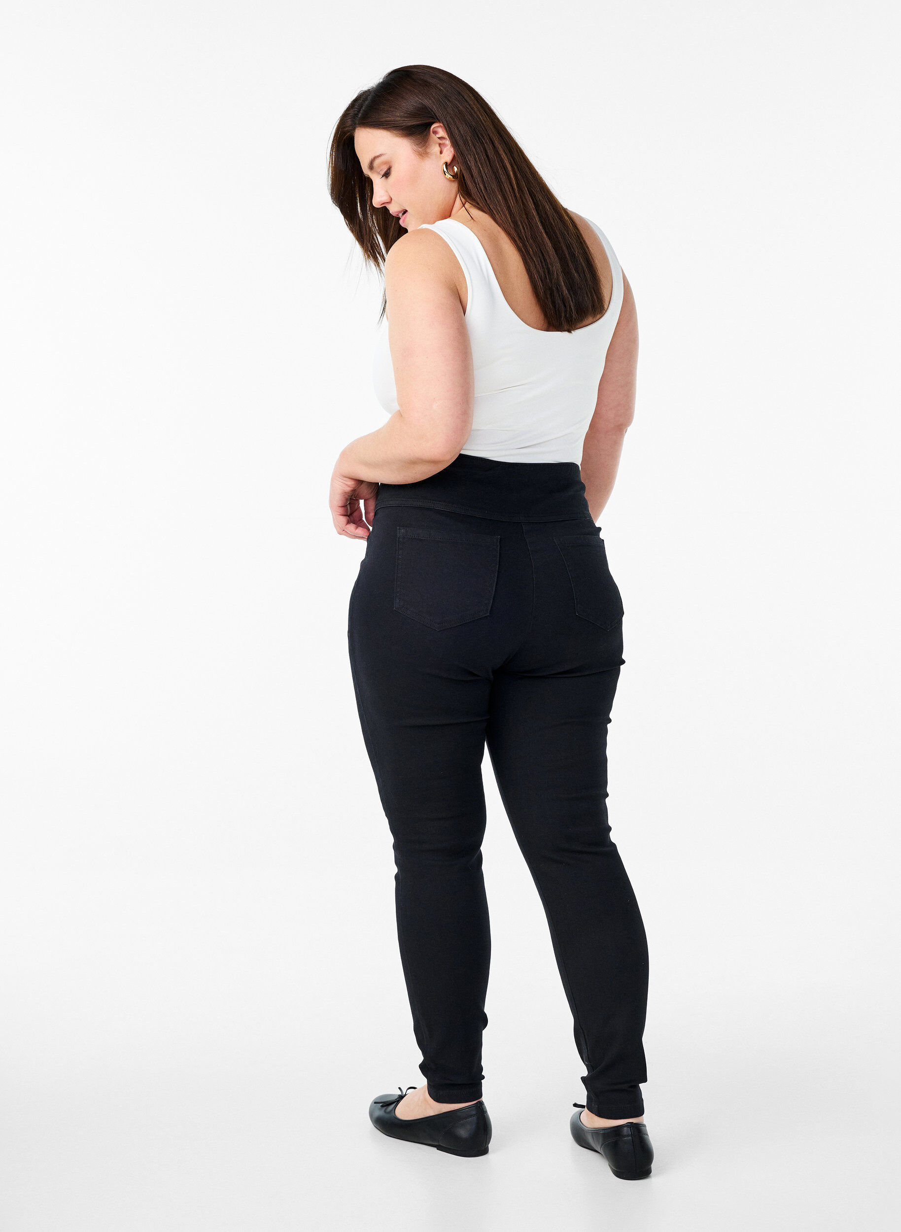 ZizziRekbare jeggings met een hoge taille, Zwart, Model image number 1
