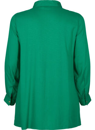 Viscose blouse met lange mouwen en overhemdkraag, Jolly Green, Packshot image number 1