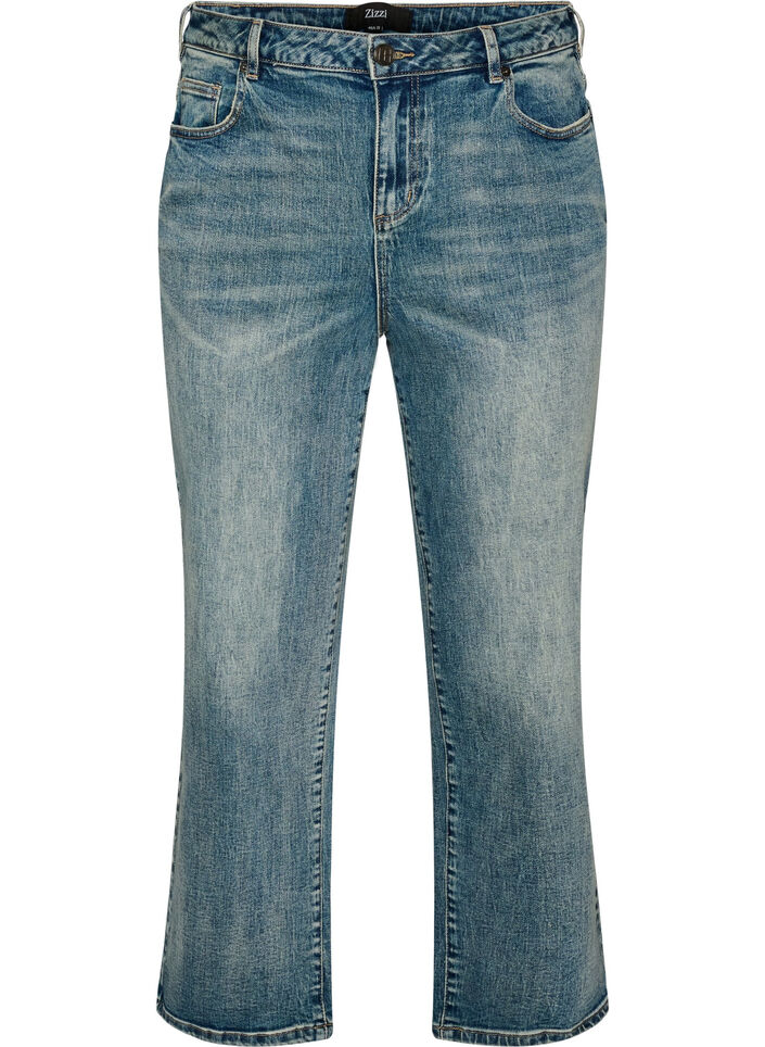 Kiana straight-fit jeans met een licht versleten look, Blauw, Packshot image number 0