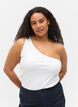 One-shoulder top in katoen, Bright White, Model image number 0