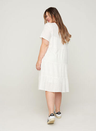 Robe à manches courtes avec broderie anglaise, Bright White, Model image number 1