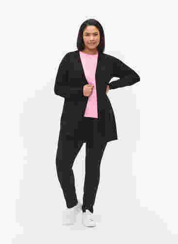 Long cardigan tricoté dans un mélange de viscose, Black, Model image number 2