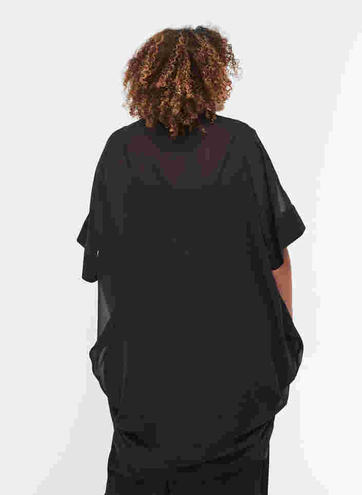 Kimono met 3/4 mouwen en sierparels, Black, Model image number 1