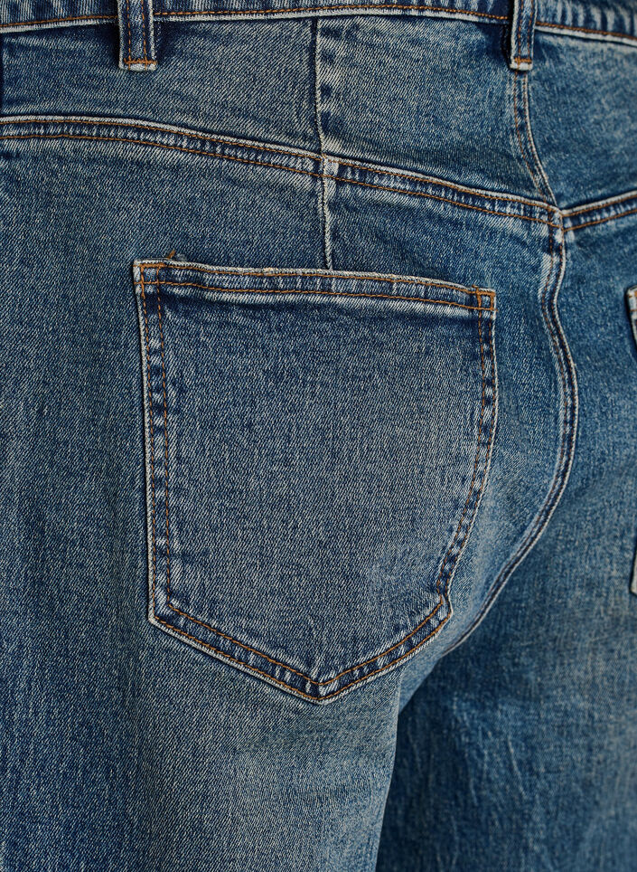 Barrel-fit jeans met een distressed wash, Blauw, Packshot