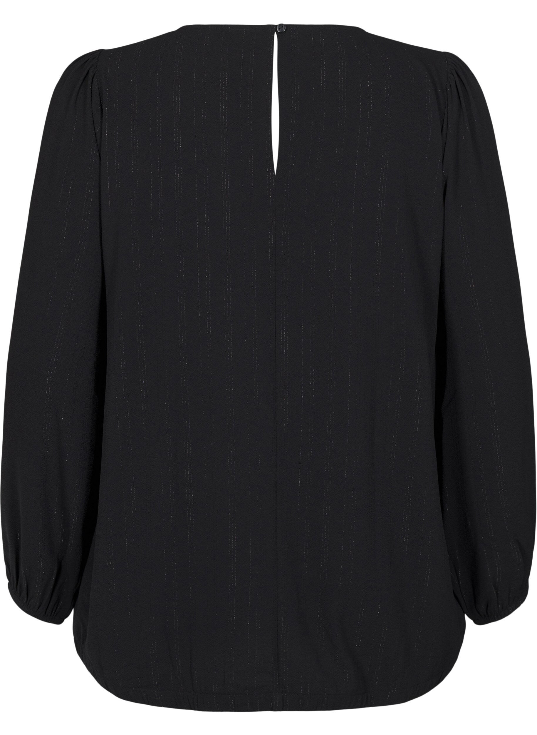 ZizziBlouse met zilveren glitter, Zwart, Packshot image number 1