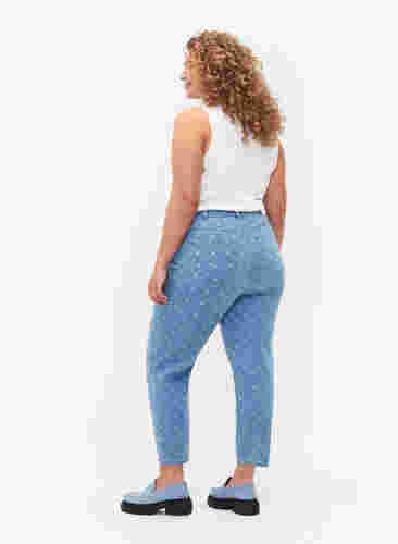 Mille mom fit jeans met print, Light blue denim, Model image number 1
