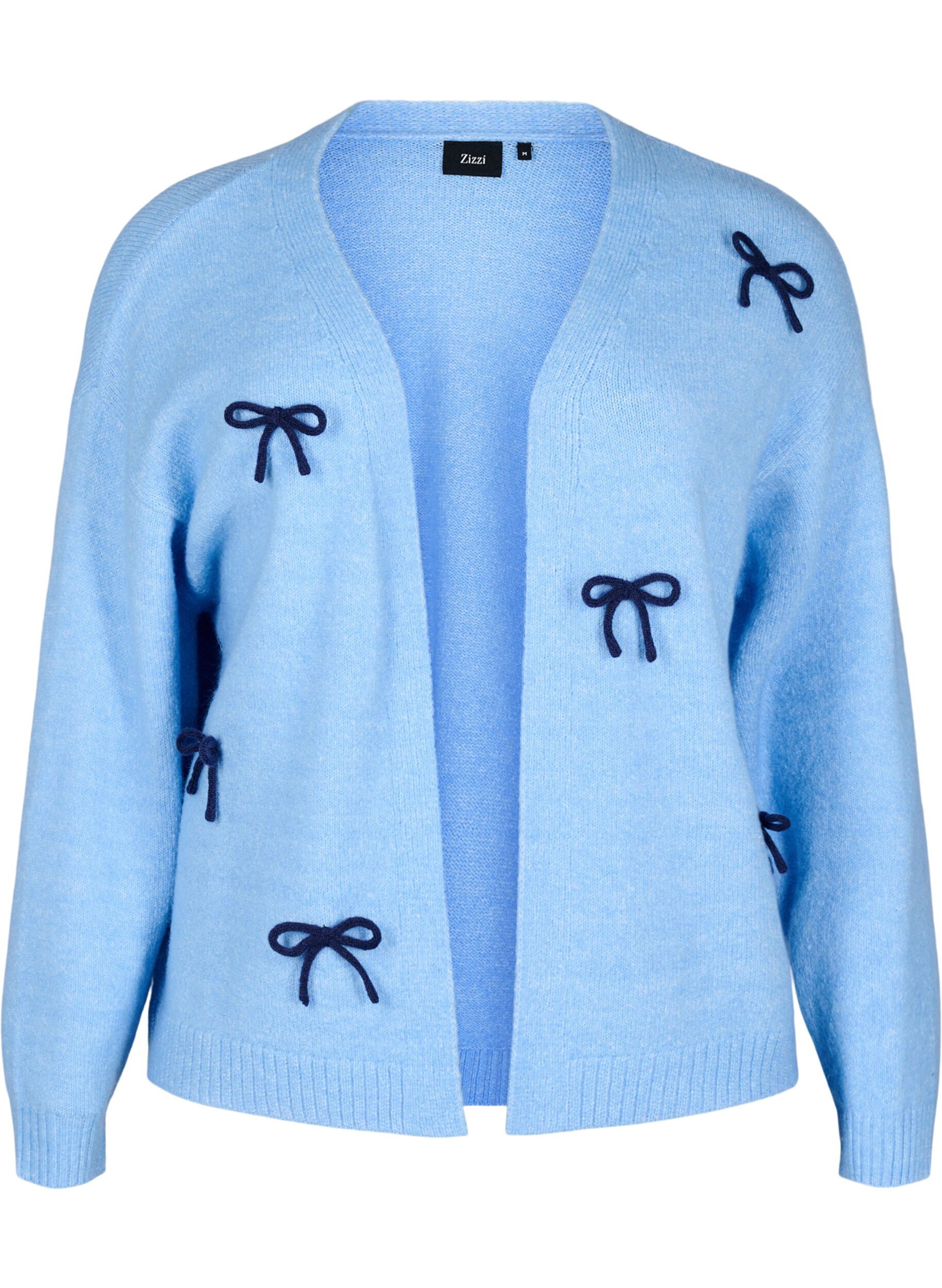ZizziKorte gebreide cardigan met strikken, Della R. Blue Comb, Packshot image number 0