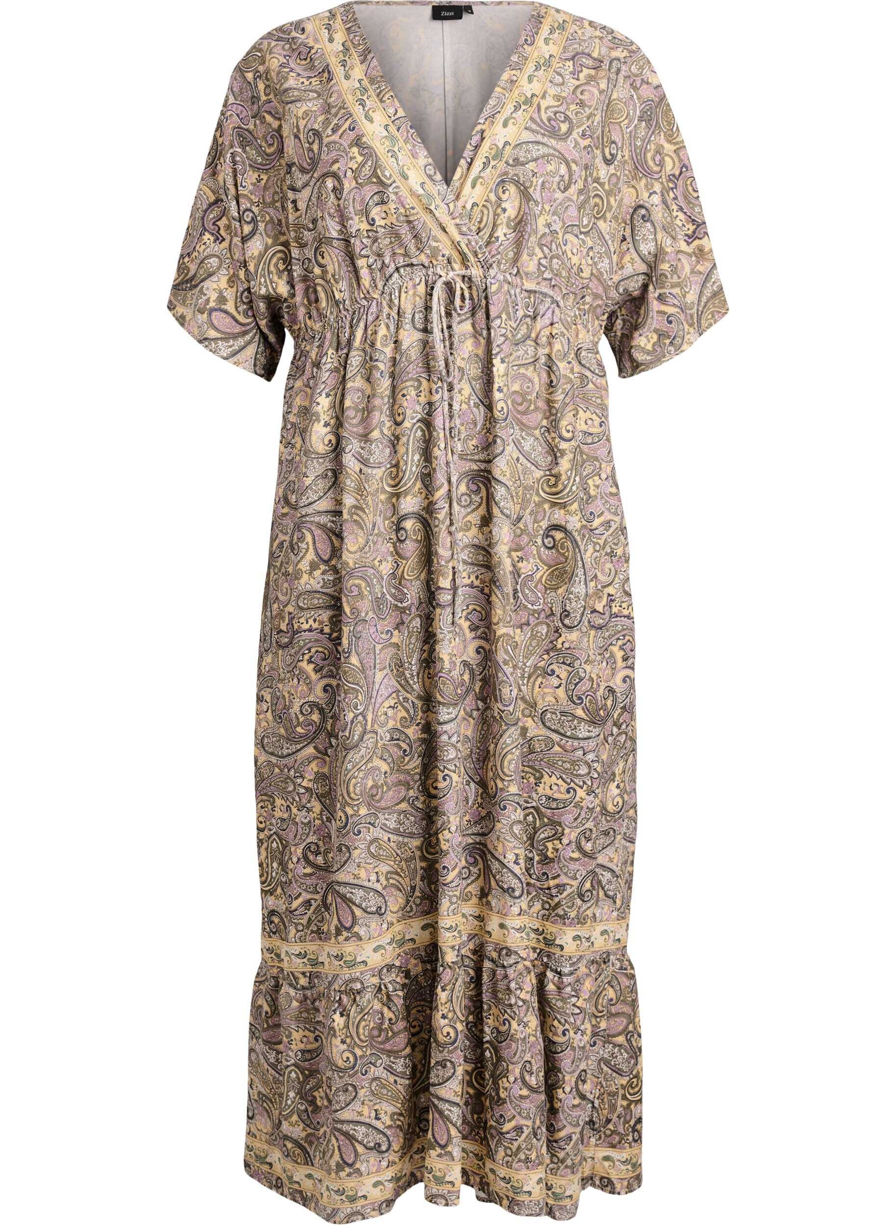 ZizziRobe longue en viscose &agrave; imprim&eacute; cachemire, Jaune, Packshot image number 0