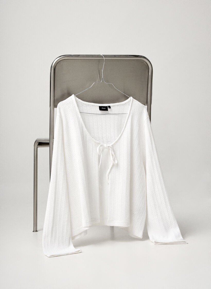 Vest met textuur en strik voorkant, Wit, Image image number 0