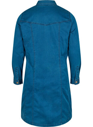 Robe en jean avec fermeture éclair et col, Dark blue denim, Packshot image number 1