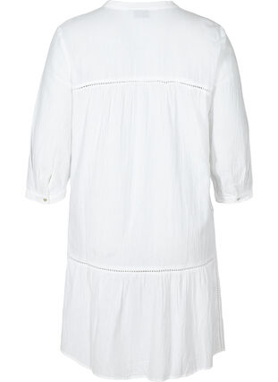 Robe en coton avec forme en trapèze , Bright White, Packshot image number 1