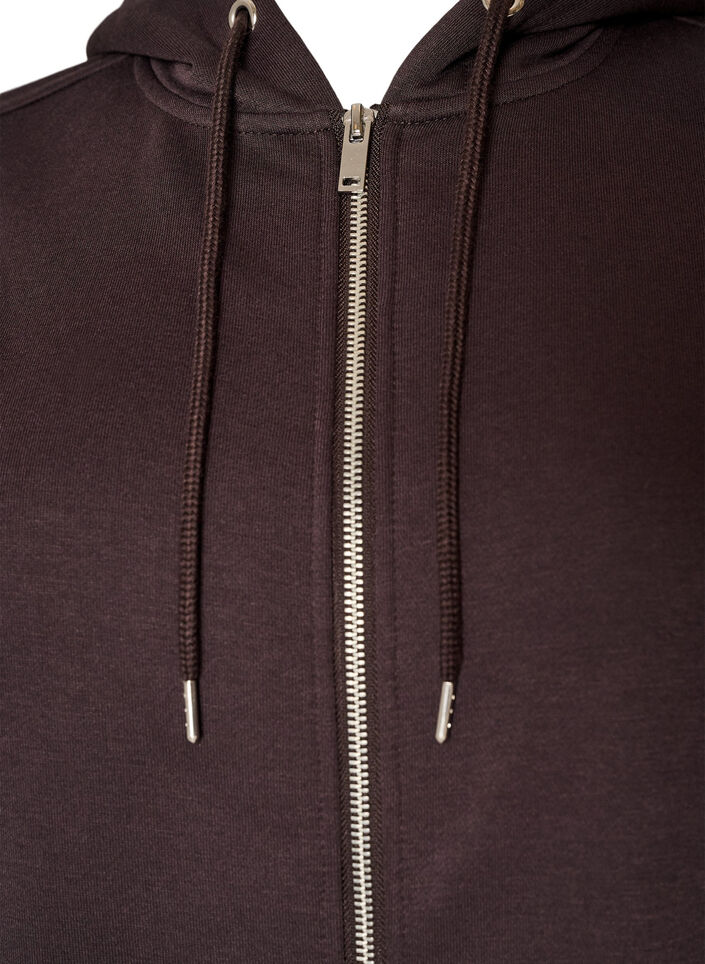 Sweat &agrave; capuche zipp&eacute; avec poches, Marron, Packshot image number 2