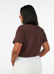T-shirt basique en coton &agrave; col rond, Marron, Model image number 2