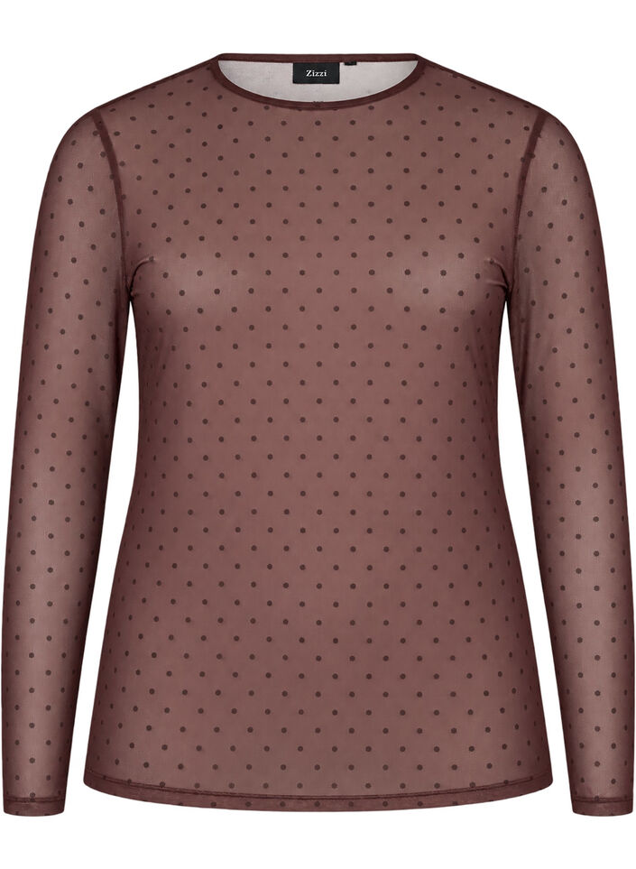 Blouse en maille avec imprim&eacute;, Marron, Packshot image number 0