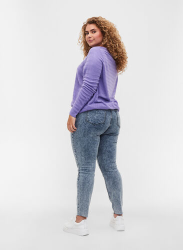 Cropped Bea jeans met extra hoge taille, Blue Snow Wash, Model image number 1