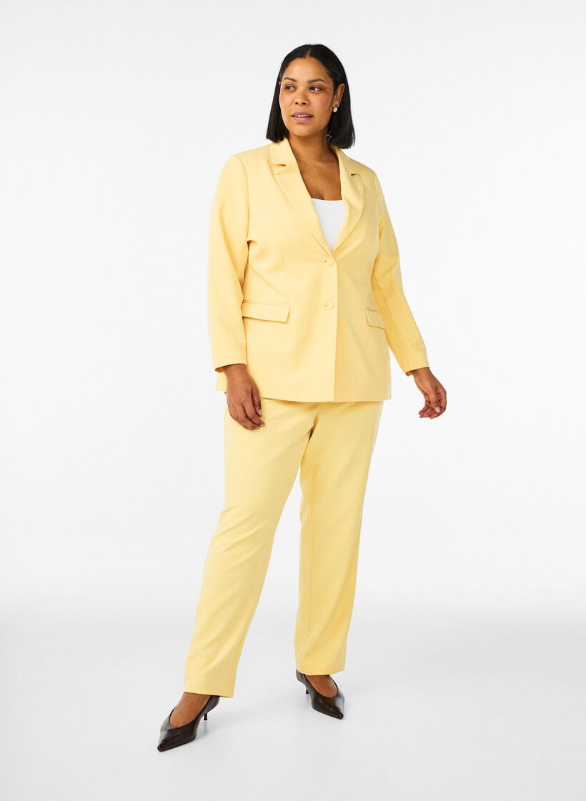 Blazer classique avec fermeture &agrave; boutons, Jaune clair, Model image number 1