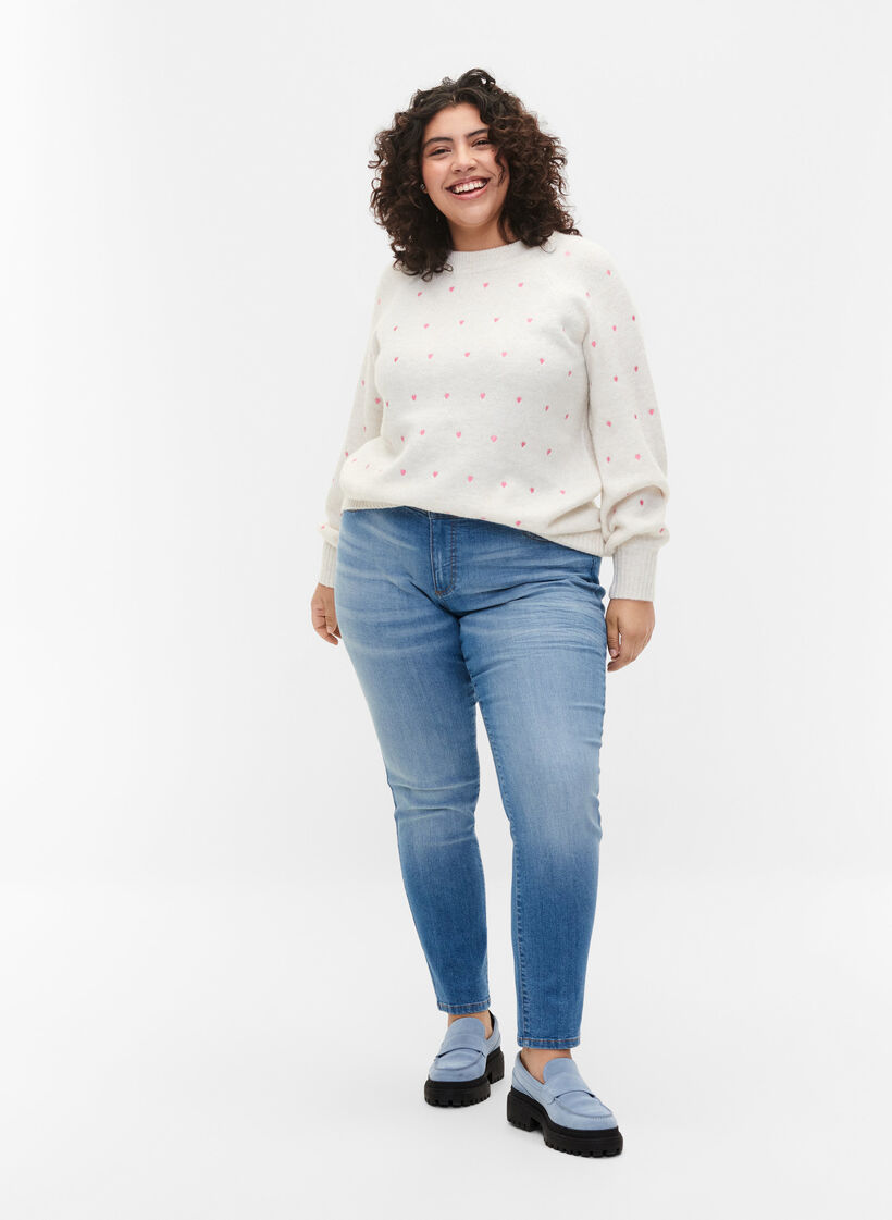 Emily jeans met slanke pasvorm en normale taille, Blue denim, Model image number 0