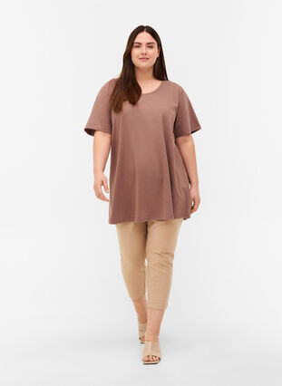 T-shirt long à manches courtes en coton, Deep Taupe, Model image number 2