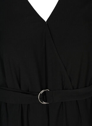 Robe manches courtes et col-v, Black, Packshot image number 2
