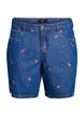 Shorts en jean avec fraises brod&eacute;es, Bleu, Packshot image number 0