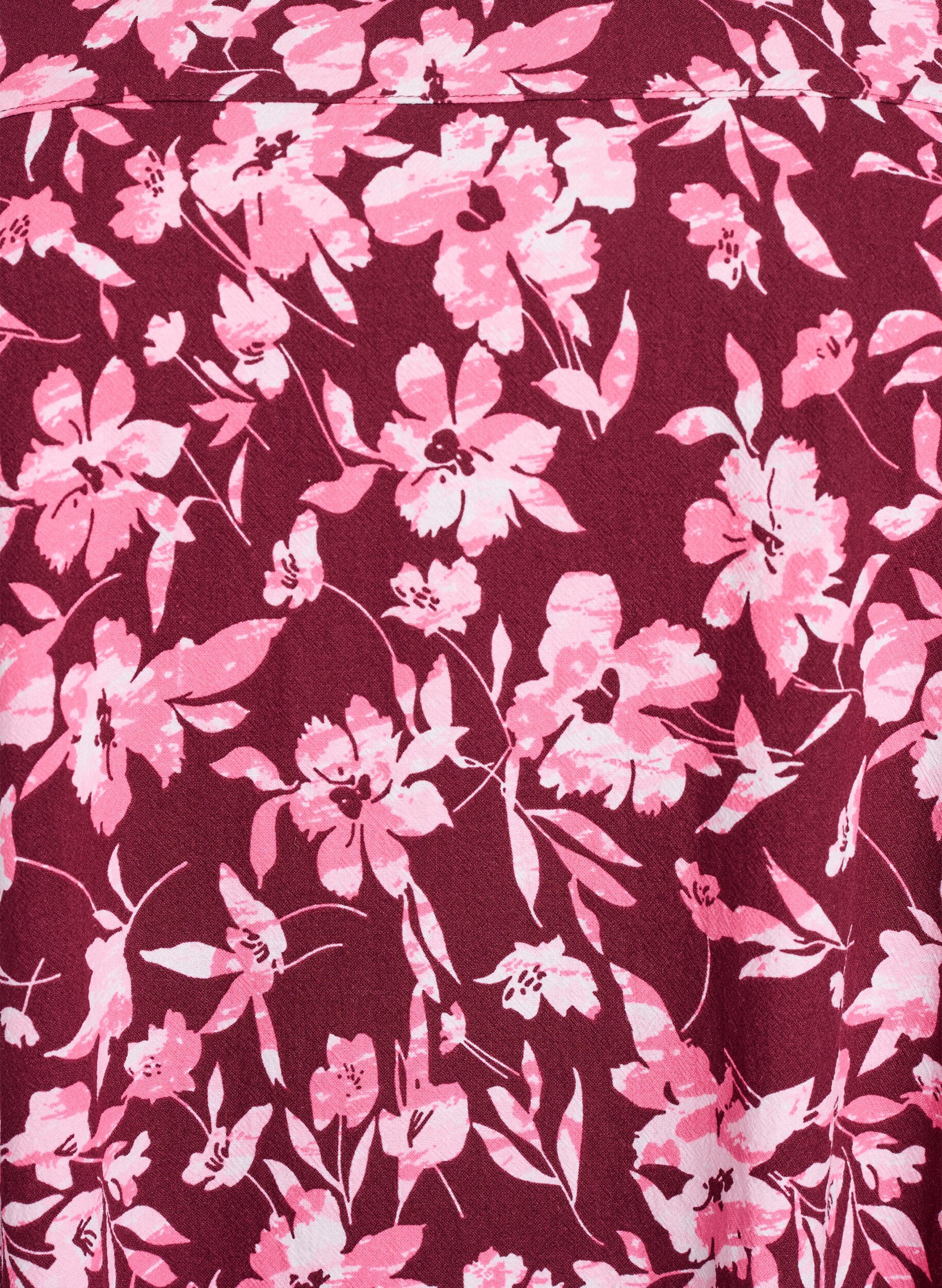 ZizziRobe en coton &agrave; manches courtes avec imprim&eacute;, Bordeaux fonc&eacute;, Packshot image number 2