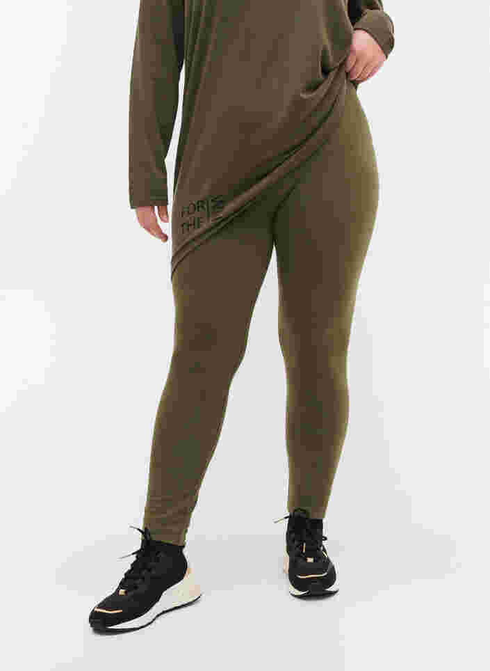 Legging en coton avec détails imprimés, Ivy Green, Model image number 3