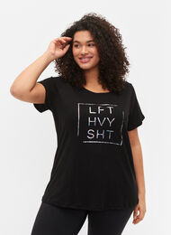 T-shirt de sport avec imprimé, Black w. LFT, Model