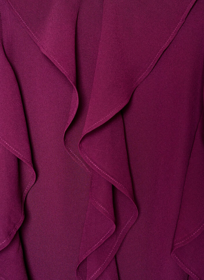 Jurk met ruches en V-hals, Rood, Packshot image number 2