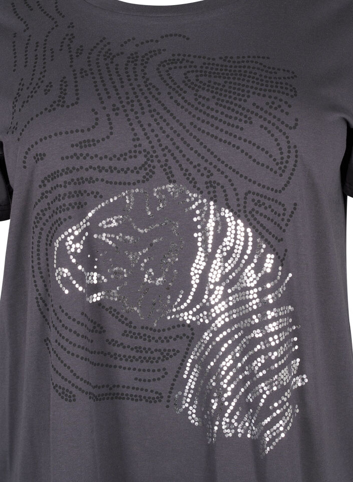 Katoenen T-shirt met opdruk, Asphalt w. Tiger, Packshot image number 2